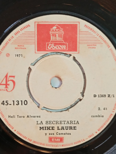 Vinilo Single De Mike Laure - La Secretaria( P136 (Usado)