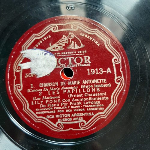 Pasta Lily Pons Con Frank La Forge Piano Victor 1913 C63
