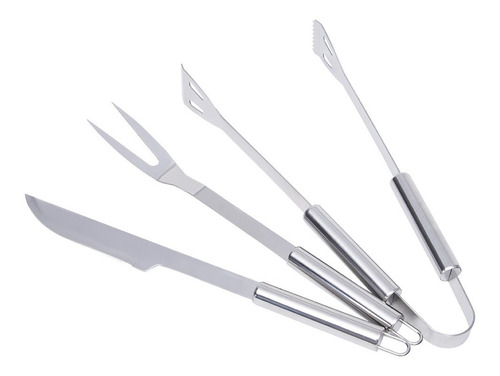 Jogo Para Churrasco 3 Peças Aço Inox Com Maleta Mimo Style