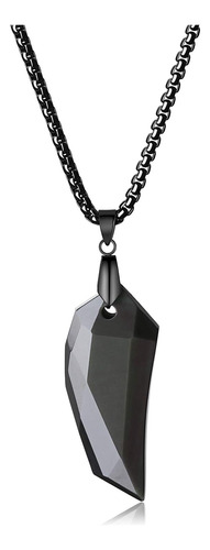 Collar Con Colgante De Piedra Obsidiana Con Amuleto De De De