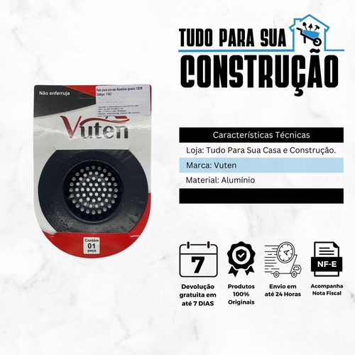 Ralo Para Pia Grande Com Borda Larga 12cm Alumínio