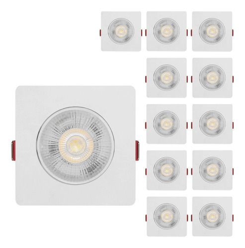 Kit 12 Spot Led 5w Direcionável Embutir Quadrado Luz Frio Cor Branco Frio 110v/220v