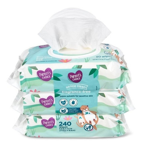 Parents Choice Toallitas Húmedas, Sin Fragancia, Suaves 240