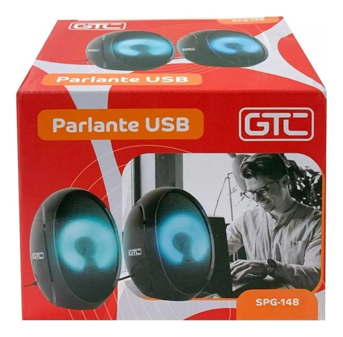 Imagen 4 de 4 de Parlantes Gtc Spg-148 Led 6w Jack 3.5mm Usb Pc Color Negro
