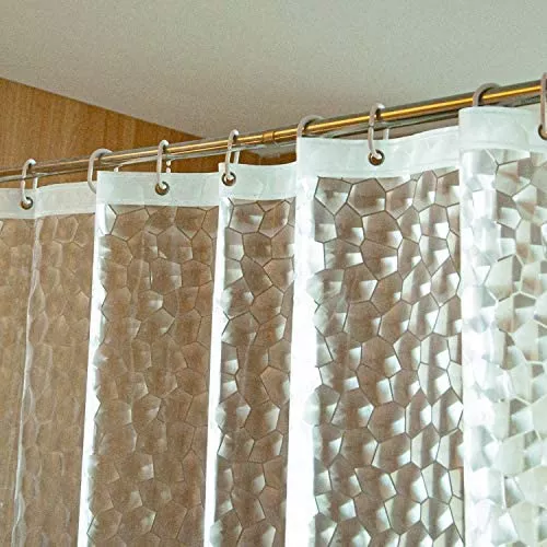 Forro de cortina de ducha transparente de EVA, forro de ducha de plástico  3D 5G con 12 ojales de metal inoxidables e imanes pesados, cortinas de  ducha