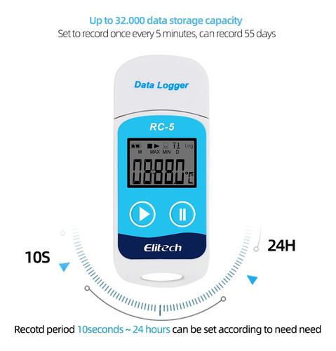 Data Logger Usb Temperatura Para Cadena De Frio Rc-5 Elitech