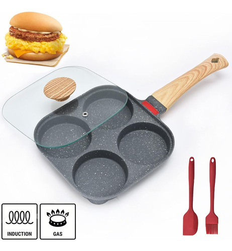 Mihunter Sartén Para Huevos Con Tapa,4 Tazas Sartén Antia...