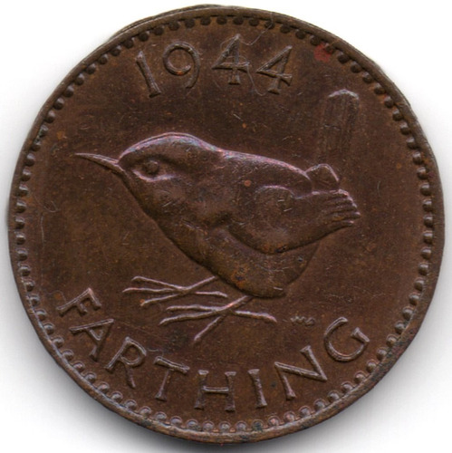 Gran Bretaña Farthing 1944 Ave Reyezuelo