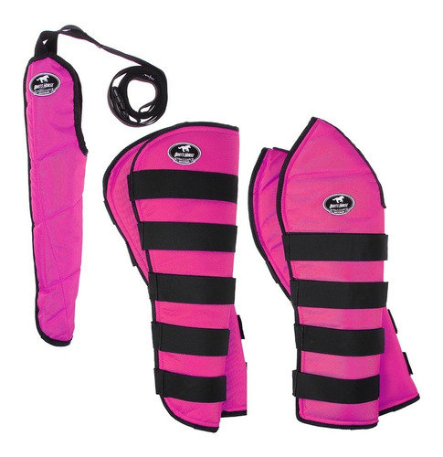 Kit Protetor De Viagem Rosa Para Cavalo Boots Horse Longo 25