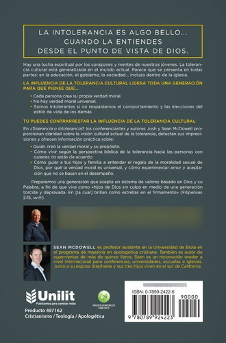 Tolerancia O Intolerancia?, De Josh & Sean Mcdowell. Editorial Unilit, Tapa Blanda En Español, 2022