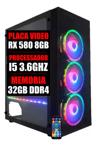 Pc Gamer Intel Rx 580 8gb / I5 6 Geração / 32gb Ddr4 / 480g