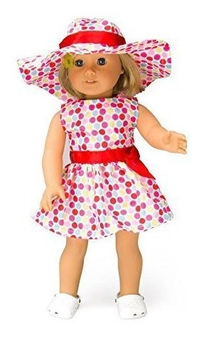 Polka Dot Sun Dress Ropa Para Muñecas Para Muñecas De 18  - 