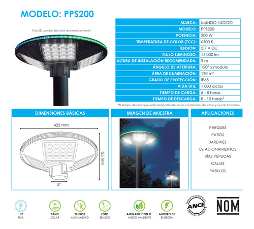 2 Pz Lampara Solar Led 200w Para Poste 360grados Tipo Ovni