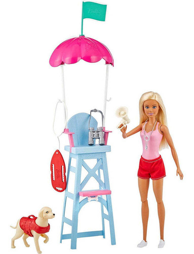 Barbie Set Salvavidas Con Su Perrito