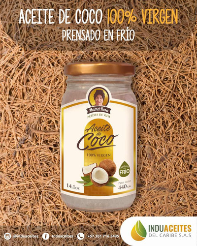 Aceite De Coco Virgen 100% Natural Y Puro. 440gr (480ml)