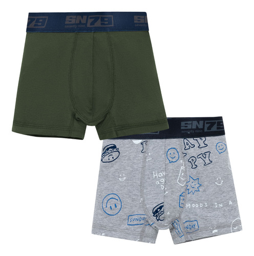 Set X2 Boxer Para Bebé Niño Gris M/m Offcorss