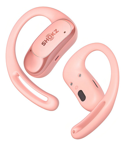 Fones de ouvido Bluetooth Shokz Openfit Air cor rosa luz azul claro