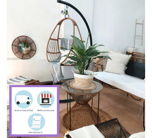 4 Sillas Tulum Respaldo Alto C/apoya Brazos Símil Yute O Pvc