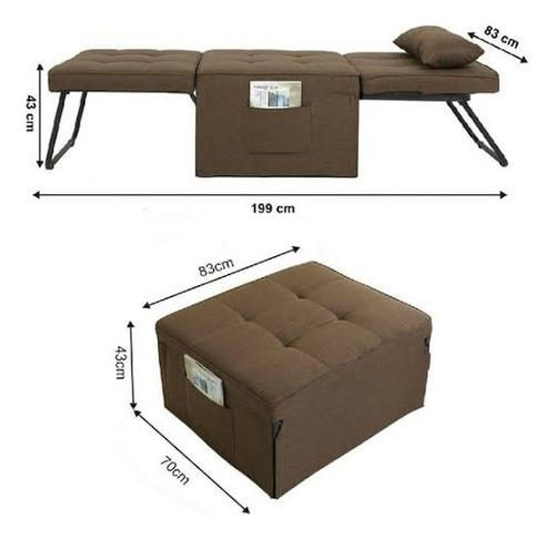 Sillón Otomano 3 En 1 Color Chocolate Nuevo Envío Gratis