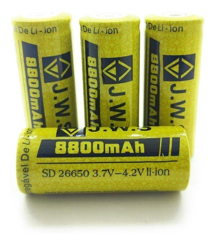 Kit 4 Baterias Recarregável 26650 8800mah 3.7 A 4,2v