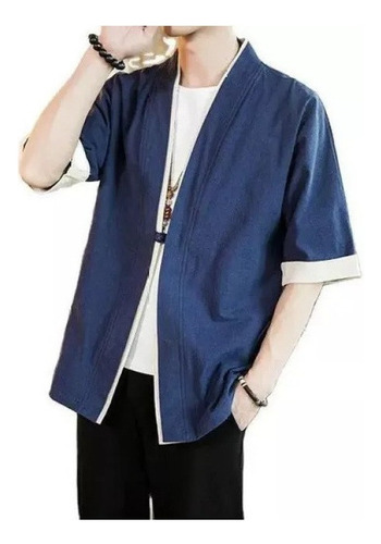 Chaqueta Kimono De Manga Corta Para Hombre Japonés