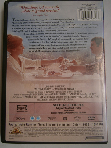 La Sirena Del Mississippi Dvd Impo Francois Truffaut Deneuve (Usado)