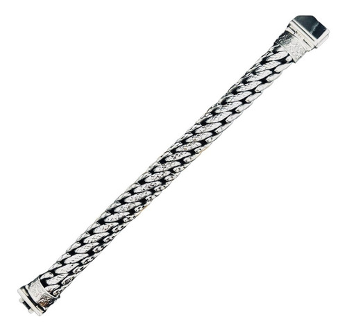 Pulsera Gruesa Plata Fina 0.925 Tejido Vikingo 19 Cm