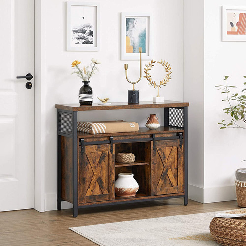 Credenza Vasagle De Madera, Estilo Moderno, Color Naturalmls Color Marrón Rústico Negro