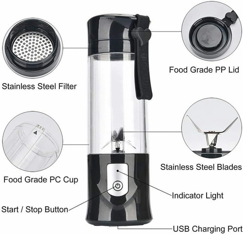 Exprimidor De Frutas Portátil Usb Licuadora Recargable