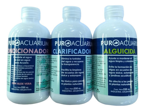 Kit Acondicionador + Clarificador + Alguicida Acuario Peces