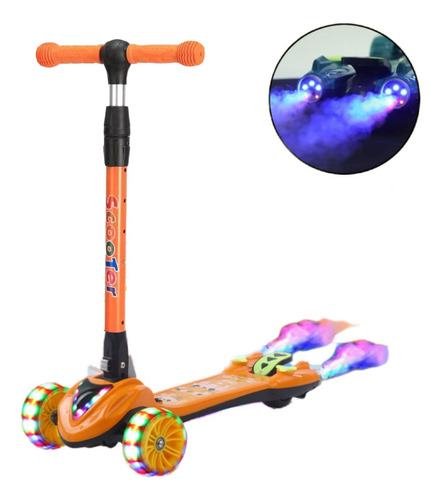 Scooter Patín De Diablo Plegable Ajustable Niños Con Luces 