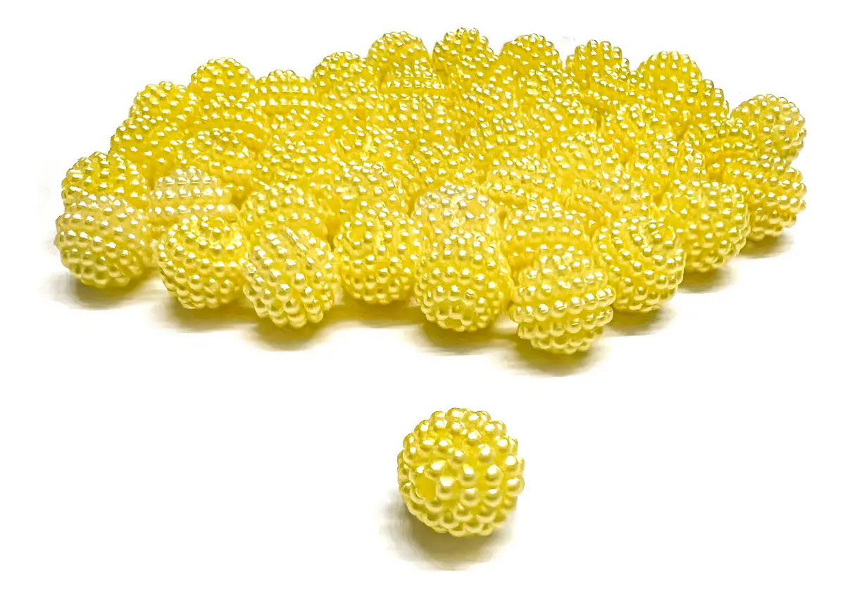 100pçs - Miçanga De Pérola Craquelada - 10mm - A Cor Comprimento 1 Cm Cor Amarelo Diâmetro 1 Cm