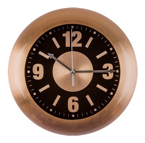 Imagen 1 de 1 de Reloj De Pared Aluminio Color Cobre Y Negro 25 Cm