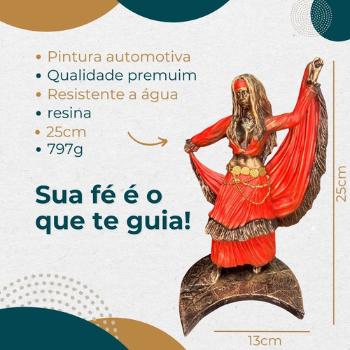Estátua Cigana 25cm Resina - Umbanda/ Candomblé Cor Vermelho