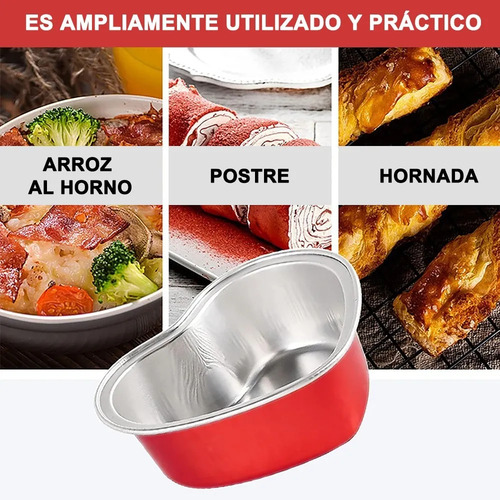 100PCS 3.5oz/100ml Mini Moldes de Torta de Corazón con Tapa Moldes de Torta de Corazón de Papel de Aluminio Banna MON-KP xin-rojo