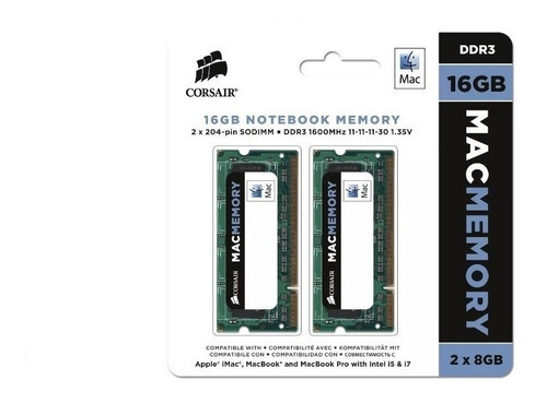 Imagem 3 de 3 de Kit Memória Notebook 16gb 1600 (2x8) Ddr3 Mac Corsair C/ Nf