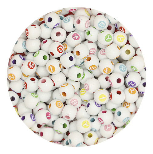 Acrílico Letra Bola 10mm 100gr/100pzs Para Pulseras Abecedar Colores 1 Cm 1 Cm