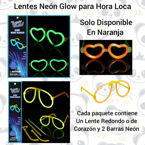 Lentes Anteojos Neón Glow Hora Loca / Lentes Para Fiestas 