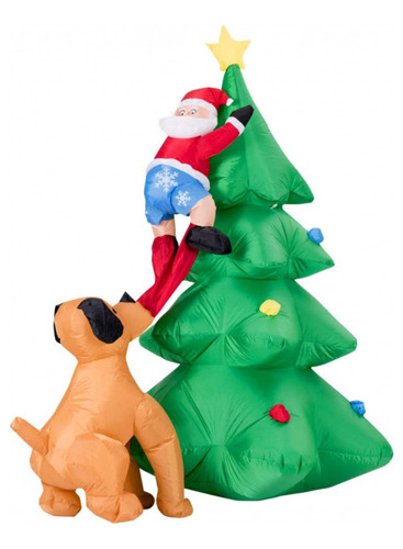 Árbol De Navidad Ligero Inflable Con Papá Noel Y Perro