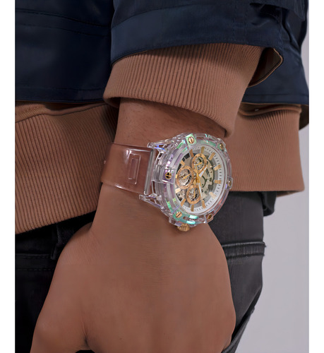 Reloj Guess King Rosa Hombre Caballero Bisel Blanco Fondo Blanco