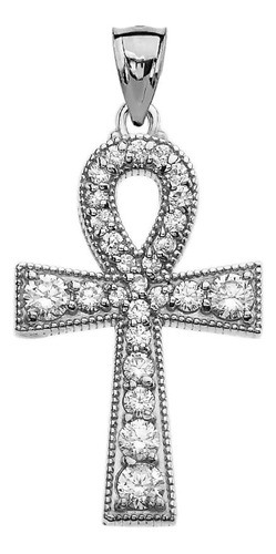 Colgante De Cruz Ankh Con Tachuelas En Plata Esterlina