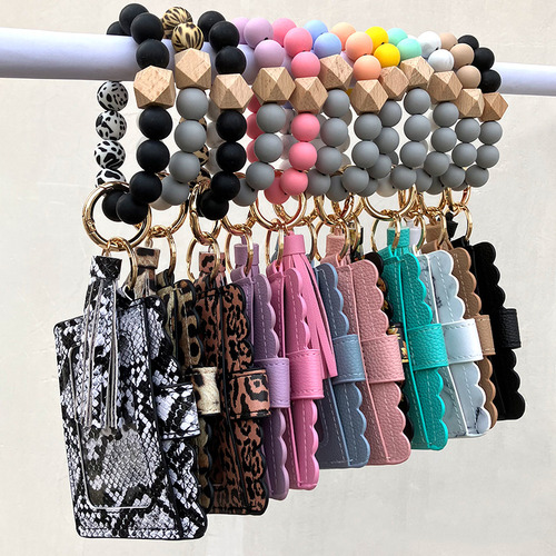 Llavero Pulsera De Cuentas De Silicona Con Borla Suave