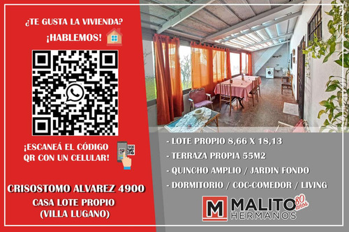 Venta Casa Lote Propio 1 Dormitorio Quincho Y Terraza En Villa Lugano