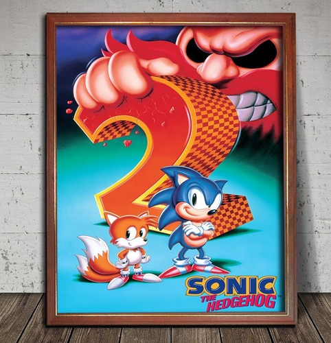 Sonic 2 - Poster Enmarcado En Cuadro Vidriado Para Colgar