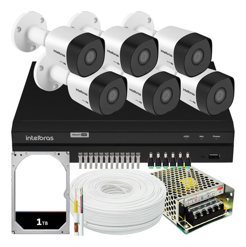 Kit Cftv 6 Cameras Full Hd Vhd 3230 Dvr Intelbras 1208 1tb