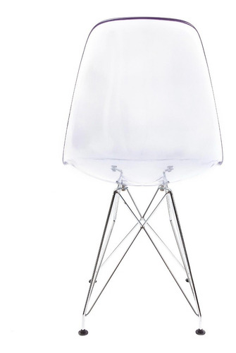 Imagem 4 de 4 de 4 Cadeiras Eames Policarbonato Cristal Base Eiffel Cromada