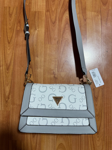 Crossbody Guess Original Blanco Floreado Níquel Gris