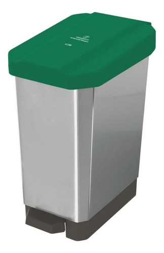 Caneca Plástica 10l Verde Para Organico Con Pedal Estra