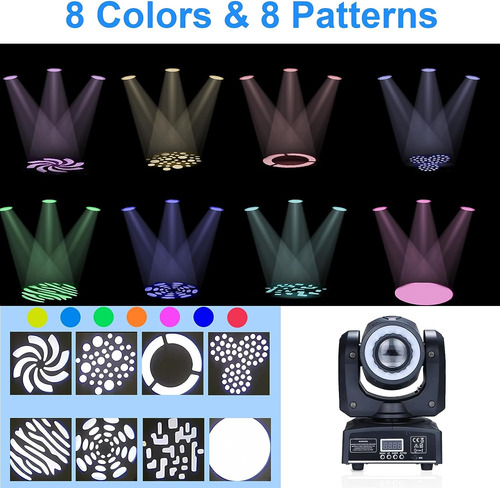 30w Led Luz De Cabeza Móvil 8 Colores 8 Patrones Luces Focos