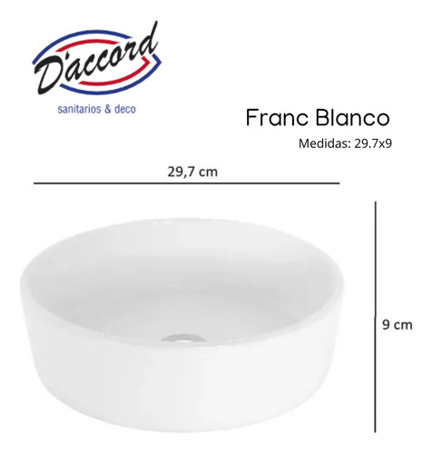 Bacha De Baño Apoyo Franc D'accord Blanco Loza Circular